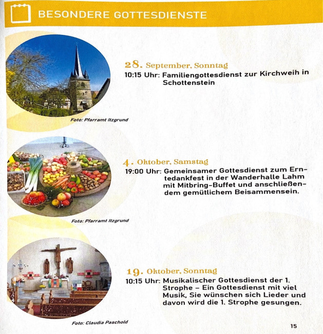 Besondere Gottesdienste in der Pfarrei Itzgrund
