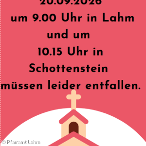 Gottesdienst am 20.09.2026 entfällt